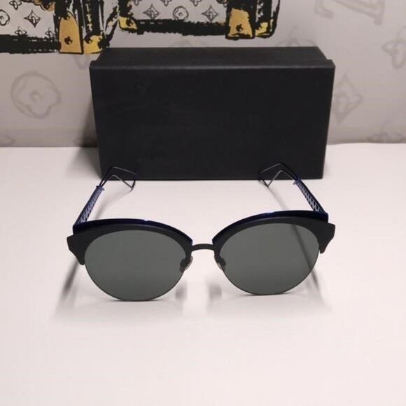 New Authentic CHRISTIAN DIOR Metal DioramaClub Sunglasses – Black & Blue - Picture 5 of 12
